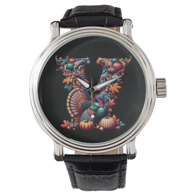 Reloj De Pulsera Letter V Thanksgiving turkey style gift  (Anverso)