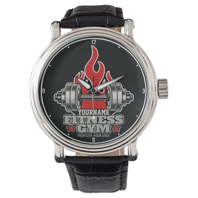 Reloj De Pulsera Levantamiento de peso personalizado Dumbbell Fitne (Anverso)