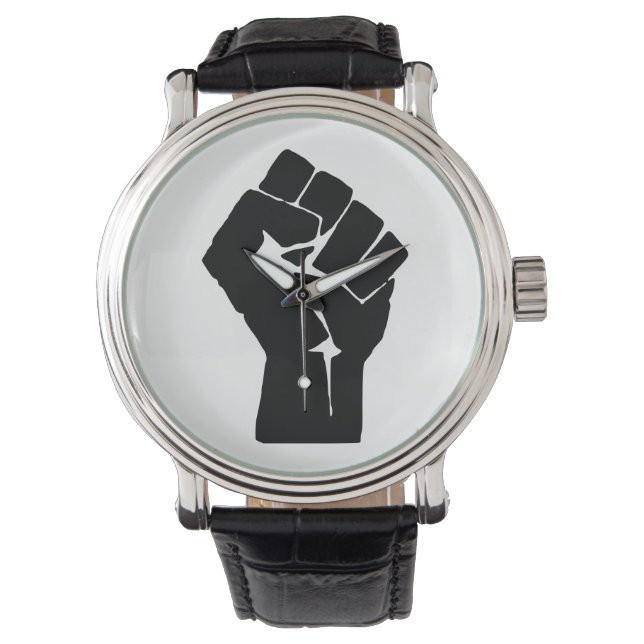 Reloj De Pulsera Levantan puño negro - Protesta de resistencia (Anverso)