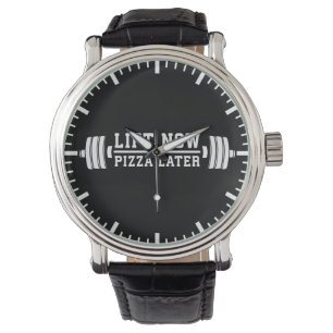 Reloj De Pulsera Levántate Ahora, Pizza Después, Barbell - Gracioso