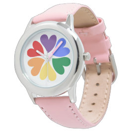 Reloj De Pulsera LGBTQIA rosa bandera del Arcoiris con bandera de g