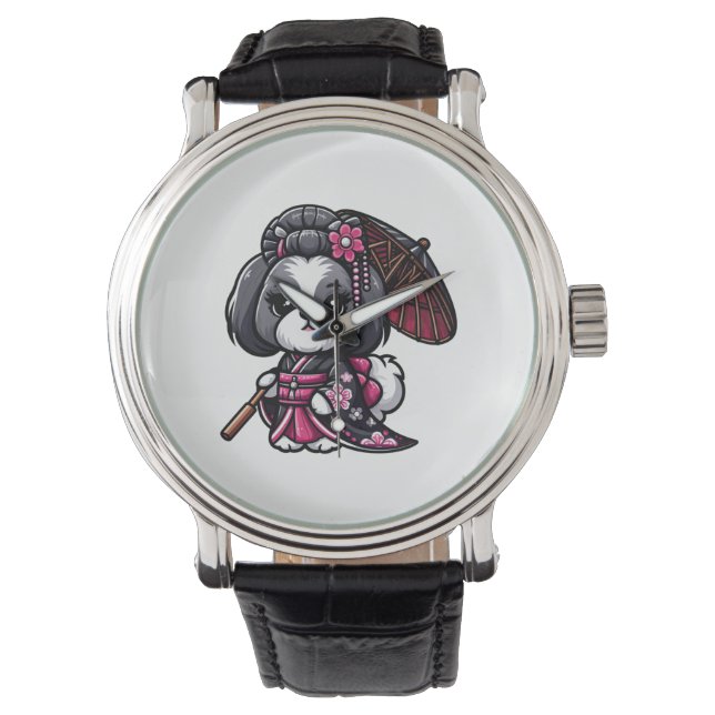 Reloj De Pulsera Lhasa Apso Dog Kimono (Anverso)