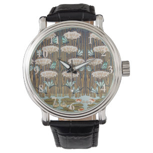 Reloj De Pulsera Libélulas Nenúfares Arte Nouveau Pantanoso