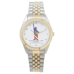 Reloj De Pulsera Libertad azul blanca roja del veterano militar del