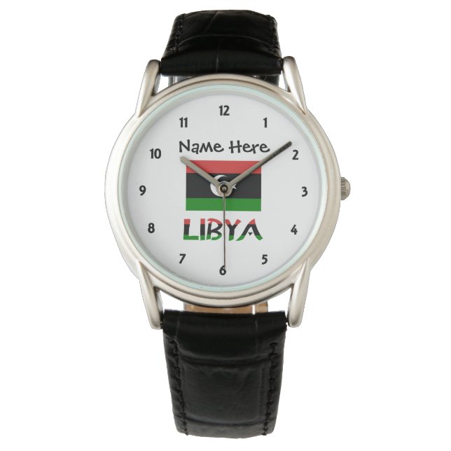 Reloj De Pulsera Libia y bandera de Libia personalizadas  (Anverso)