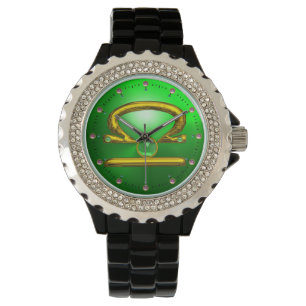 Reloj De Pulsera LIBRA GOLD ZODIAC BIRTHDAY JEWEL, Esmeralda Verde