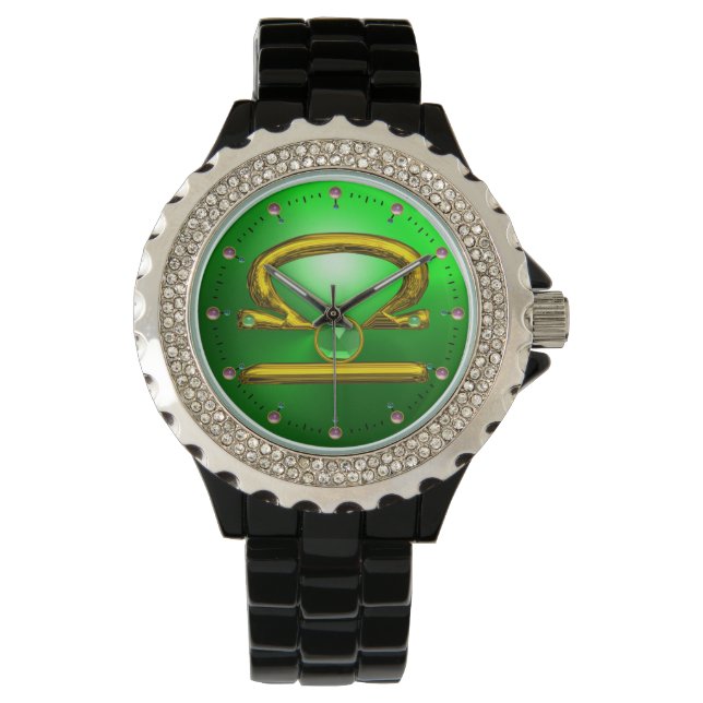 Reloj De Pulsera LIBRA GOLD ZODIAC BIRTHDAY JEWEL, Esmeralda Verde (Anverso)