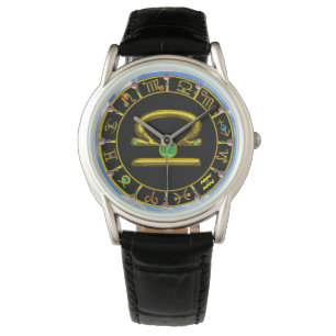 Reloj De Pulsera LIBRA ORO ZODIAC CUMPLEAÑOS JEWEL, Verde, Negro