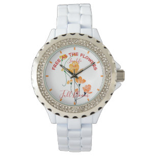 Reloj De Pulsera Libres como las flores Hojas de Ginkgo naranja ama