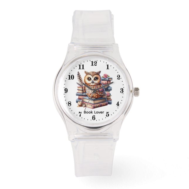 Reloj De Pulsera Libro de búho lindo personalizable (Anverso)