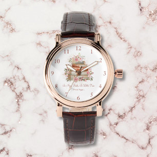 Reloj De Pulsera Libros de citas personalizadas y rosas rosadas vin