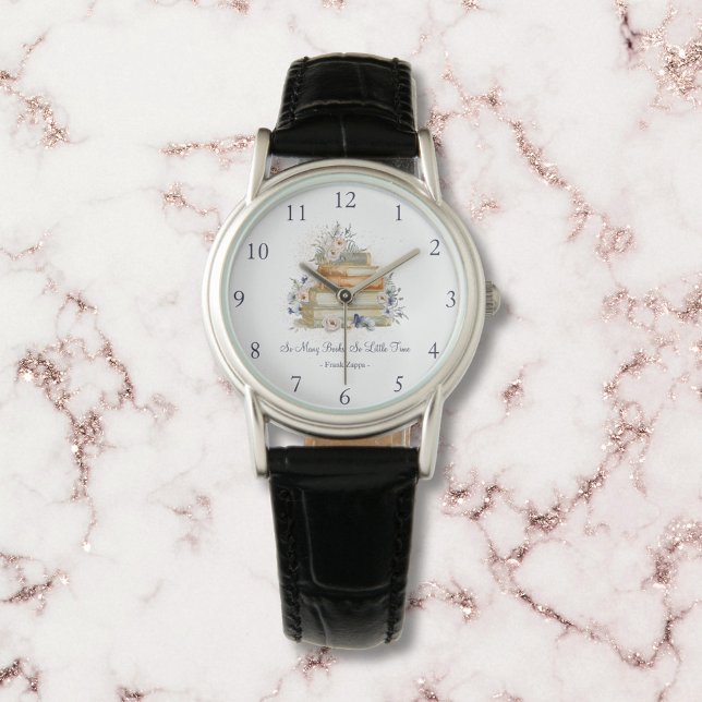 Reloj De Pulsera Libros de época Personalizado de flores azules de  (Close up)