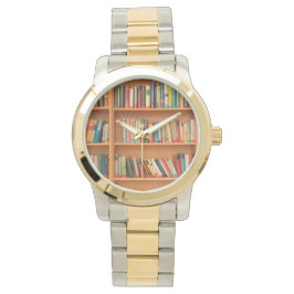 Reloj De Pulsera Libros en fondo de estantería