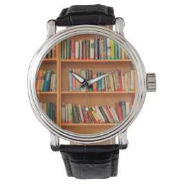 Reloj De Pulsera Libros en fondo de estantería