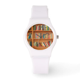 Reloj De Pulsera Libros en fondo de estantería