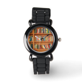 Reloj De Pulsera Libros en fondo de estantería