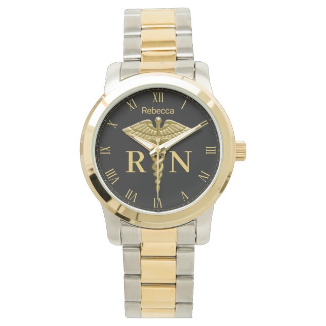 Reloj De Pulsera Licenciado en Oro Médico Precioso Enfermera Regist (Anverso)