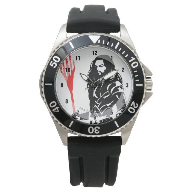 Reloj De Pulsera Liga de la Justicia | Aquaman Pose Noir Pop Art (Anverso)