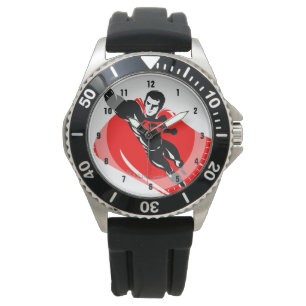 Reloj De Pulsera Liga de la Justicia   Superman Flying Noir Pop Art