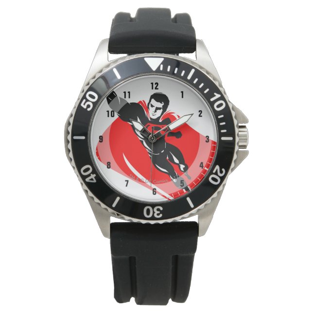 Reloj De Pulsera Liga de la Justicia | Superman Flying Noir Pop Art (Anverso)