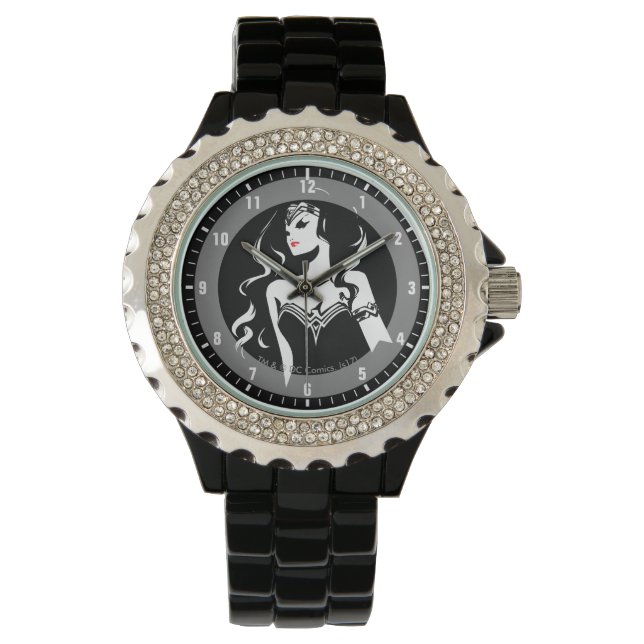 Reloj De Pulsera Liga de la Justicia | Wonwoman Noir Pop Art (Anverso)