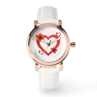 Reloj De Pulsera Light-Colored Wristwatch with Red Heart