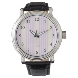 Reloj De Pulsera Lilac púrpura y beige cinco rayas patrón
