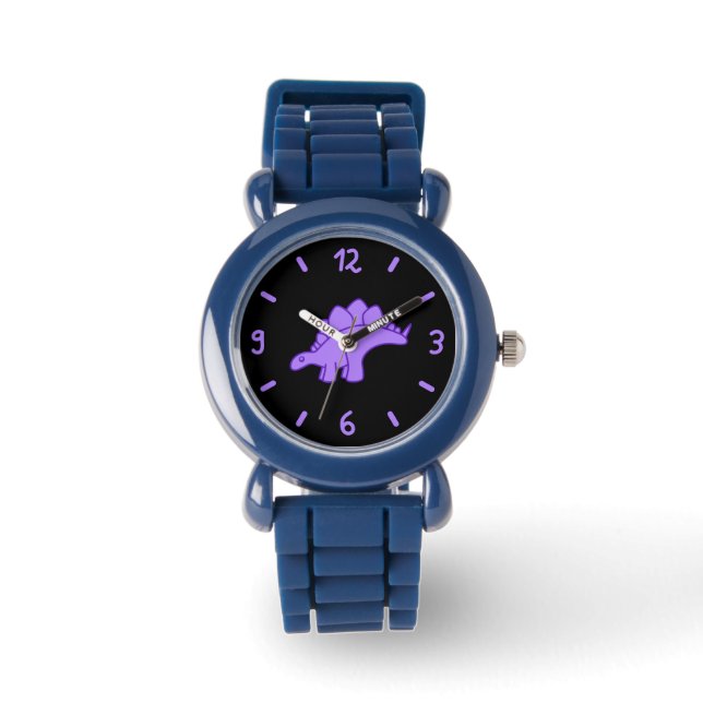 Reloj De Pulsera Lilas mono Stegosaurus dinosaurio (Anverso)