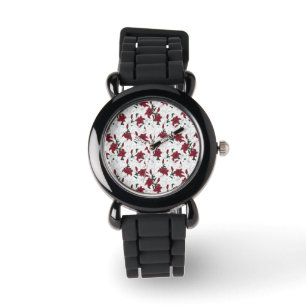 Reloj De Pulsera Lilies de Navidades rojos y blancos
