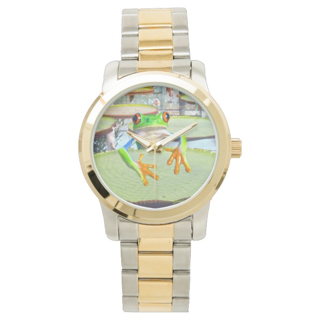 Reloj De Pulsera Lily Pad Frog, Large Unisex Wrigling Watch (Anverso)