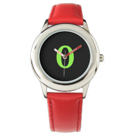 Reloj De Pulsera Lime Green Número 0 Red Bezel Writing Watch