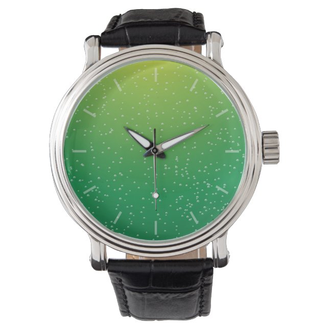 Reloj De Pulsera Lime Soda con pequeñas burbujas fondo arte (Anverso)
