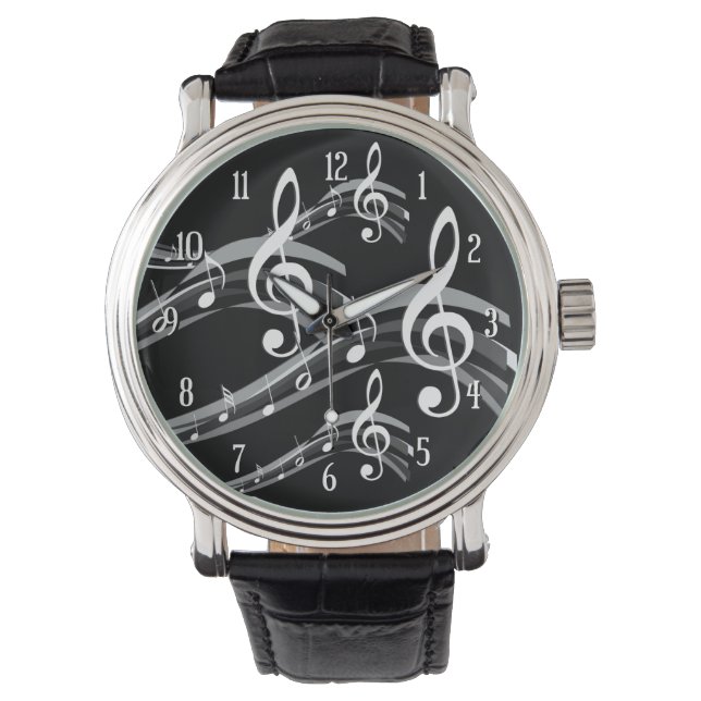 Reloj De Pulsera Limpieza de árbol blanco y negro (Anverso)
