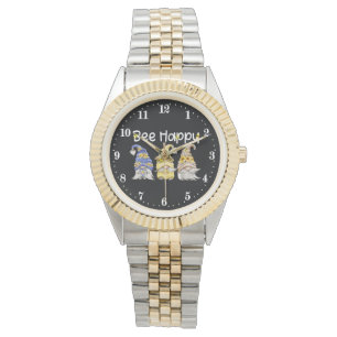 Reloj De Pulsera linda abeja feliz gnome