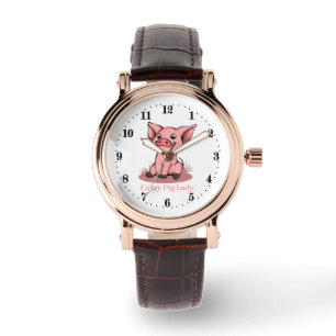 Reloj De Pulsera linda dama de cerdo loca agrega texto