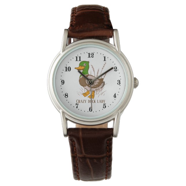 Reloj De Pulsera linda dama de pato loca agrega texto (Anverso)
