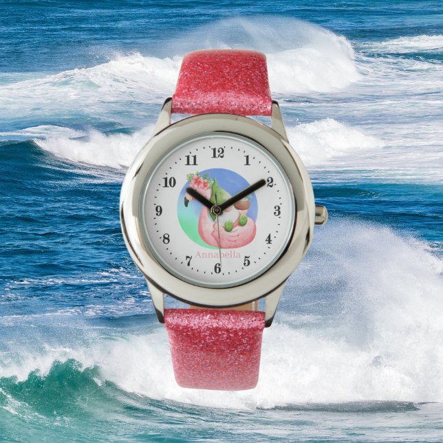 Reloj De Pulsera linda flotación de gnome flamingo de playa flotant (Subido por el creador)
