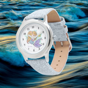Reloj De Pulsera linda playa de sirena delfín añadir nombre Watch