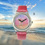 Reloj De Pulsera linda playa gnome rosa flamingo añadir nombres a l<br><div class="desc">linda playa gnomo rosa flamingo añadir nombre a los niños Watch</div>