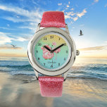 Reloj De Pulsera linda playa gnome rosa flamingo añadir nombres a l<br><div class="desc">linda playa gnomo rosa flamingo añadir nombre a los niños Watch</div>