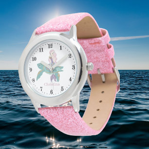 Reloj De Pulsera linda sirena playa fantasía añadir nombre Watch