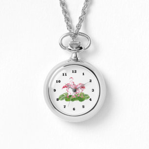 Reloj De Pulsera lindas mujeres flamencos rosados de playa