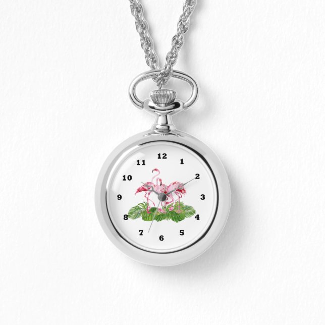 Reloj De Pulsera lindas mujeres flamencos rosados de playa (Anverso)