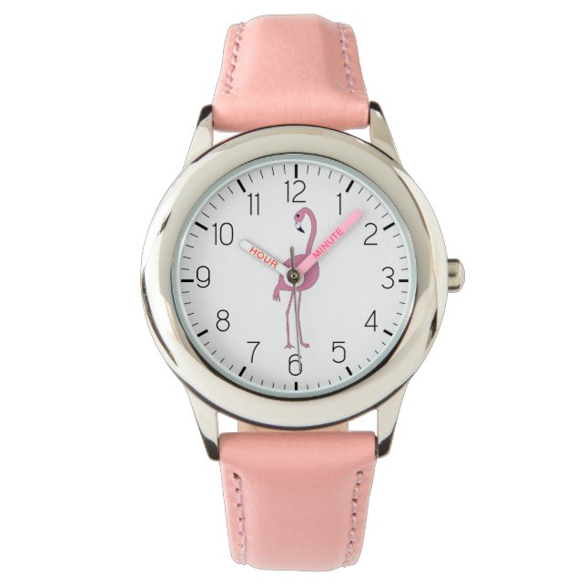 Reloj De Pulsera lindo Chica Flamingo Rosa (Anverso)