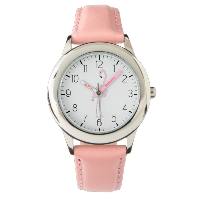 Reloj De Pulsera lindo Chica Flamingo Rosa (Anverso)