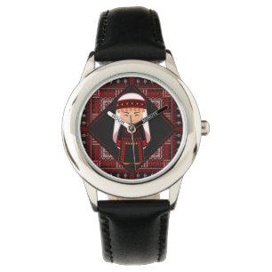 Reloj De Pulsera lindo chica palestino bordado tatuaje rojo