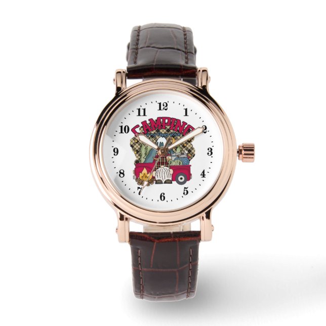 Reloj De Pulsera lindo Happy place camping gnome (Anverso)