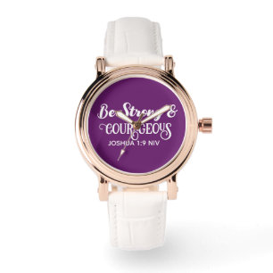 Reloj De Pulsera Lindo Morado Oscuro Fuerte y Valiente Simple