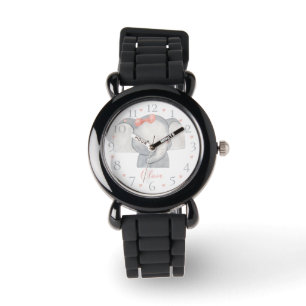 Reloj De Pulsera Lindo nombre de elefante bebé personalizado acuare
