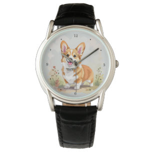 Reloj De Pulsera Lindo perro Corgi Galés de Pembroke rojo